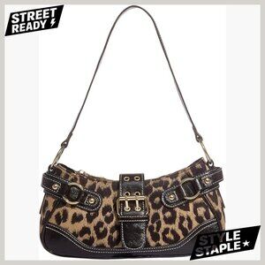 Leopard Print Shoulder Bag PU Leather Y2K Goth Punk Retro Handbag